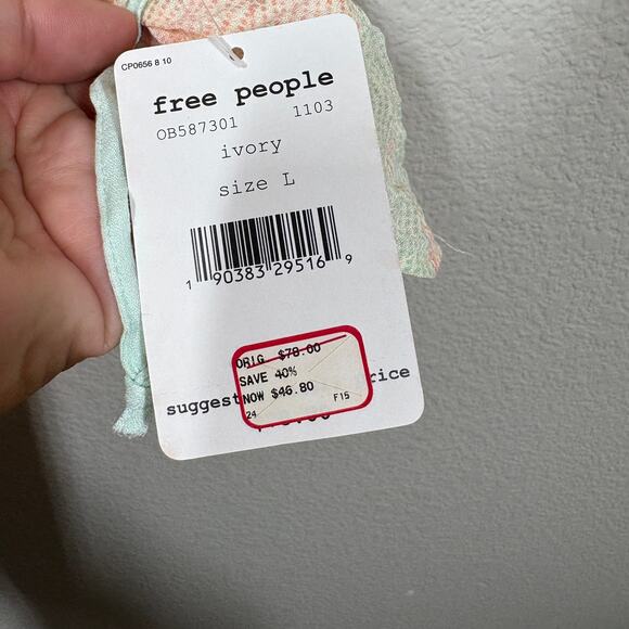 Free People Large Pastel Swing Cami Top Spaghetti Strap Season in the Sun - Picture 7 of 9